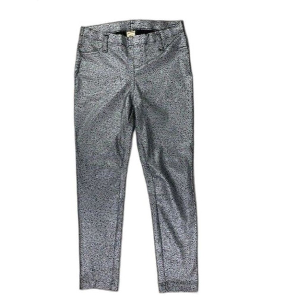Faded Glory Size 4-6 Womens Jegging Skinny Black Silver Pattern Mid Rise Stretch